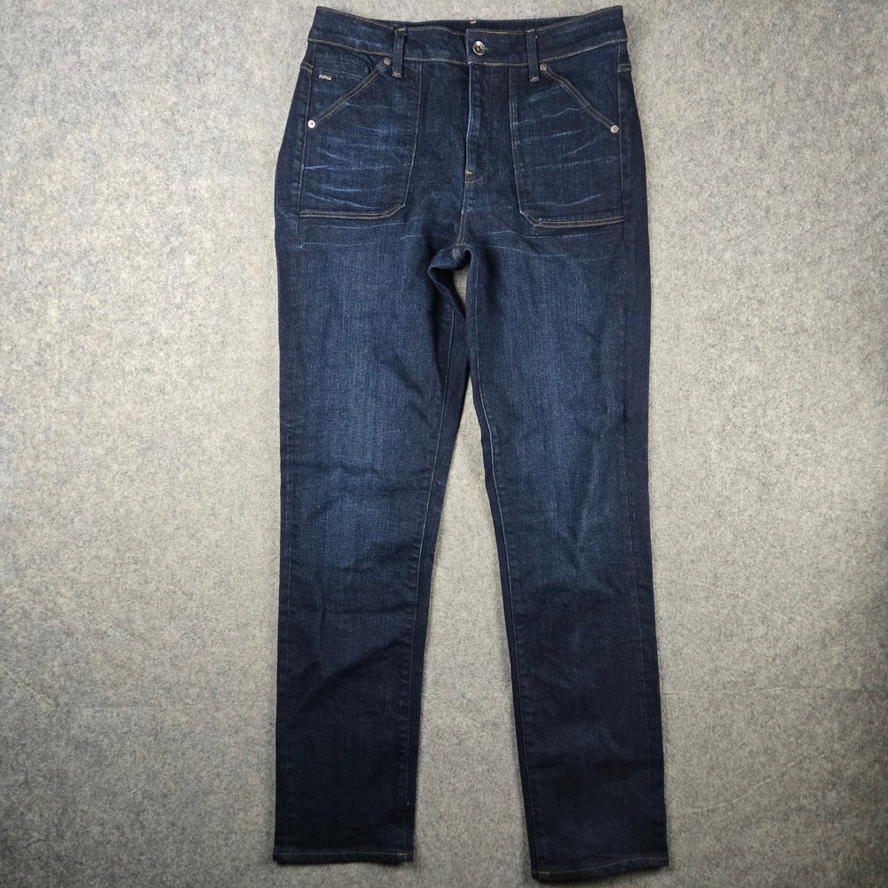 G-Star Raw Midge Worker Jeans Womens 31 Blue High Straight Ankle Carpenter Denim